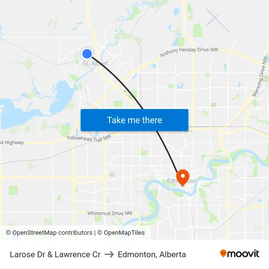 Larose Dr & Lawrence Cr to Edmonton, Alberta map