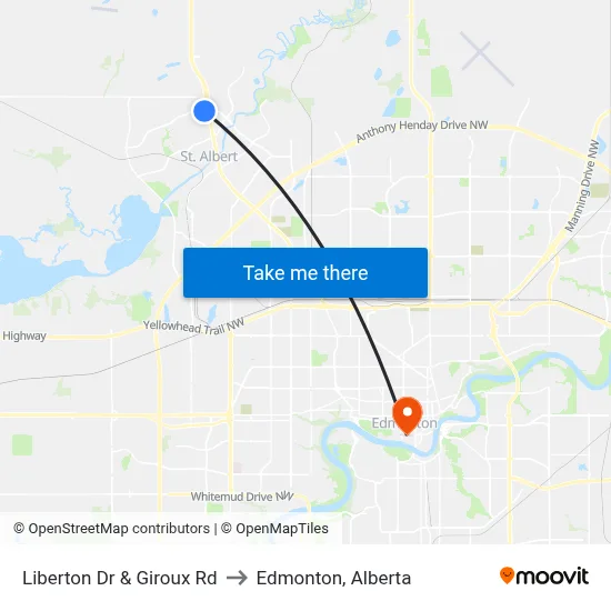 Liberton Dr & Giroux Rd to Edmonton, Alberta map