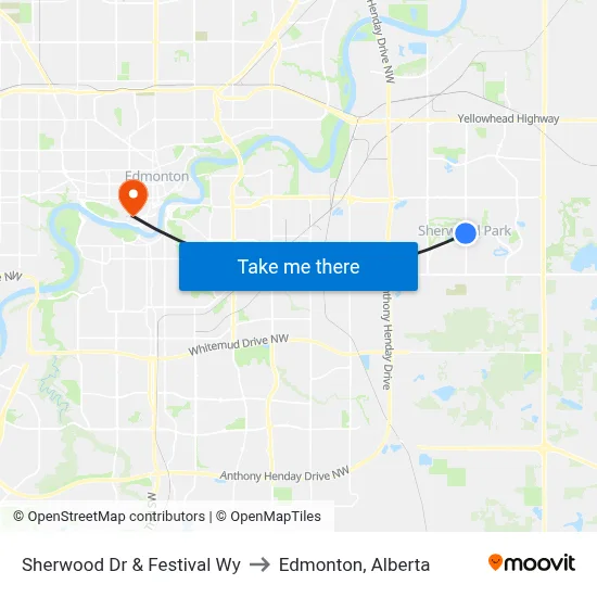 Sherwood Dr & Festival Wy to Edmonton, Alberta map