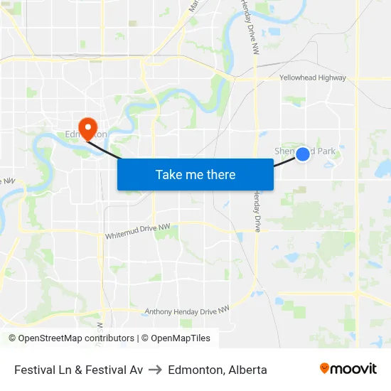 Festival Ln & Festival Av to Edmonton, Alberta map