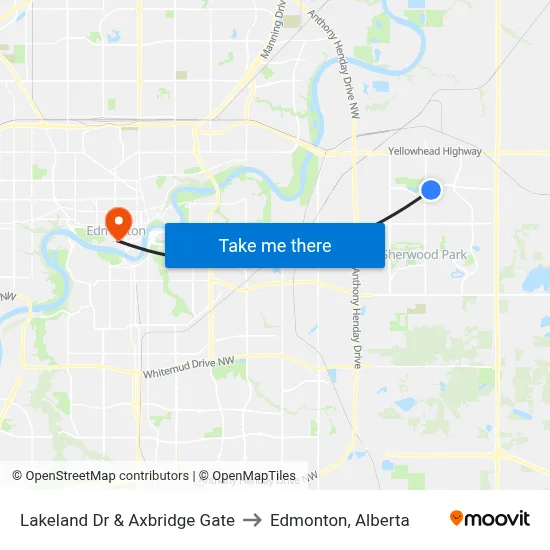Lakeland Dr & Axbridge Gate to Edmonton, Alberta map
