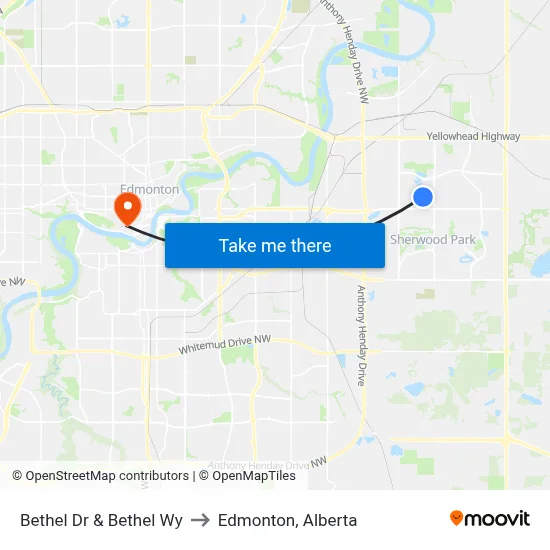 Bethel Dr & Bethel Wy to Edmonton, Alberta map