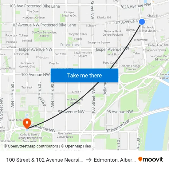 100 Street & 102 Avenue Nearside to Edmonton, Alberta map