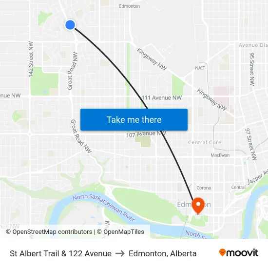 St Albert Trail & 122 Avenue to Edmonton, Alberta map