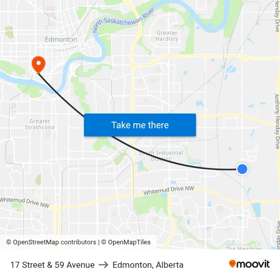 17 Street & 59 Avenue to Edmonton, Alberta map