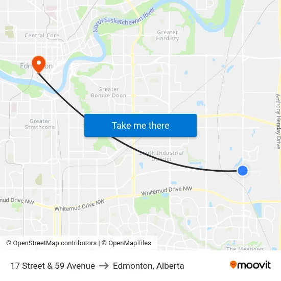 17 Street & 59 Avenue to Edmonton, Alberta map