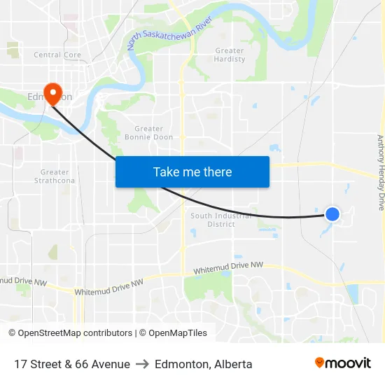 17 Street & 66 Avenue to Edmonton, Alberta map