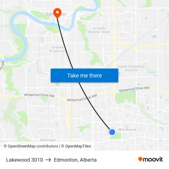 Lakewood 3010 to Edmonton, Alberta map