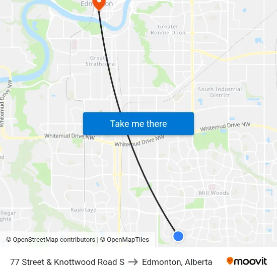77 Street & Knottwood Road S to Edmonton, Alberta map