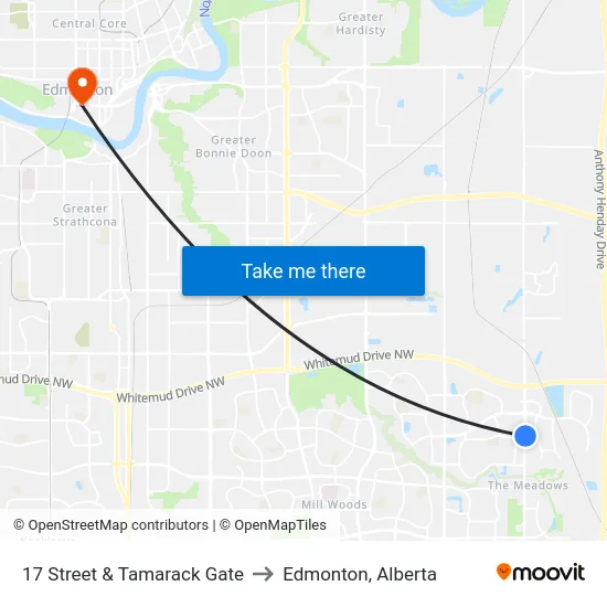 17 Street & Tamarack Gate to Edmonton, Alberta map