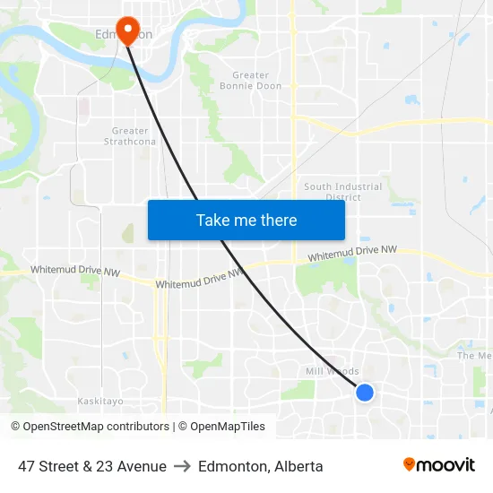 47 Street & 23 Avenue to Edmonton, Alberta map