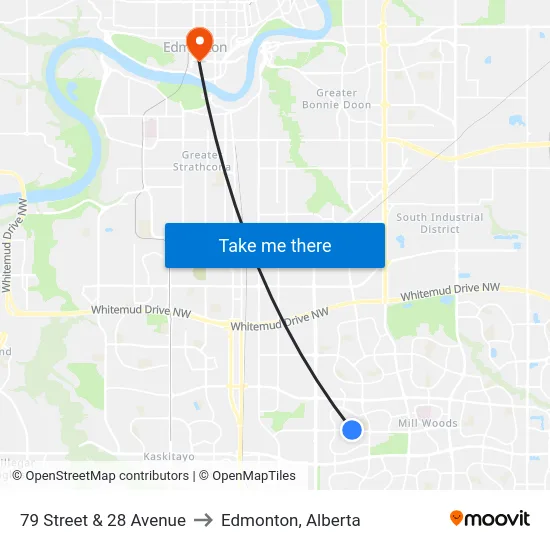79 Street & 28 Avenue to Edmonton, Alberta map