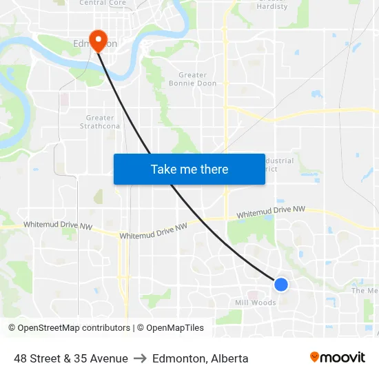 48 Street & 35 Avenue to Edmonton, Alberta map