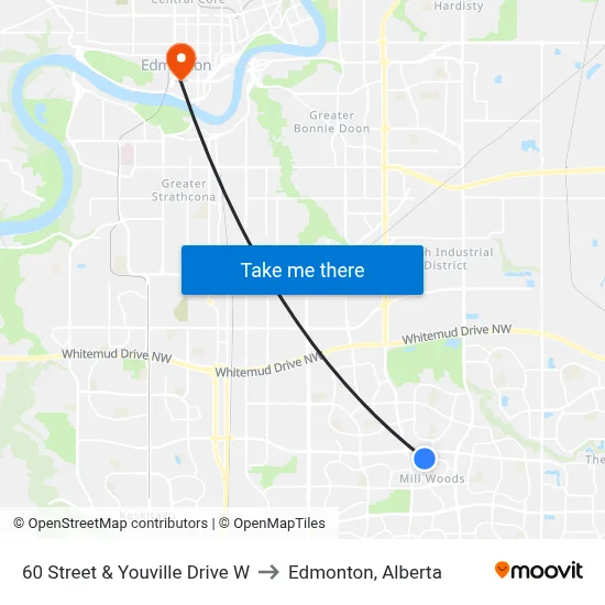 60 Street & Youville Drive W to Edmonton, Alberta map
