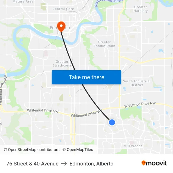 76 Street & 40 Avenue to Edmonton, Alberta map