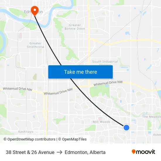 38 Street & 26 Avenue to Edmonton, Alberta map