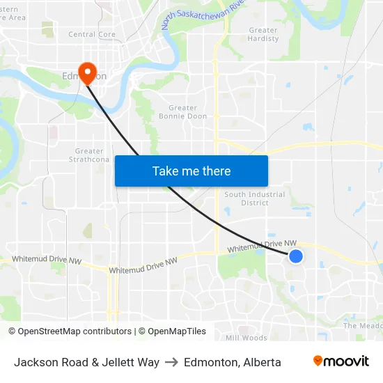 Jackson Road & Jellett Way to Edmonton, Alberta map