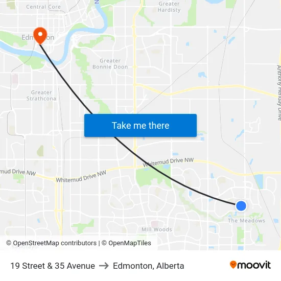 19 Street & 35 Avenue to Edmonton, Alberta map