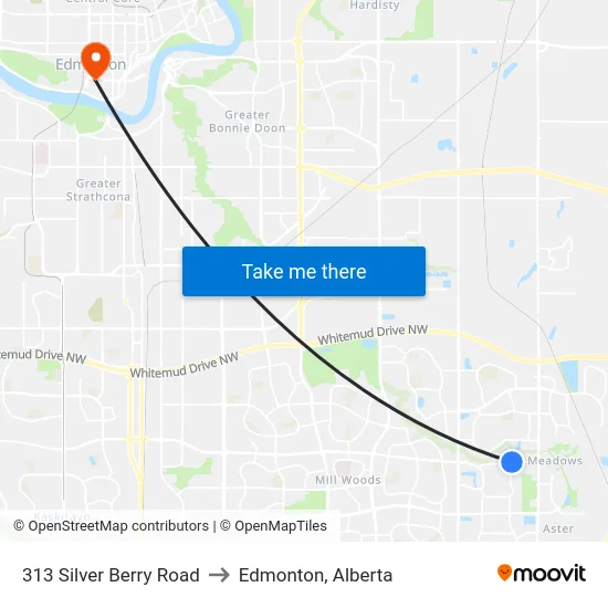 313 Silver Berry Road to Edmonton, Alberta map