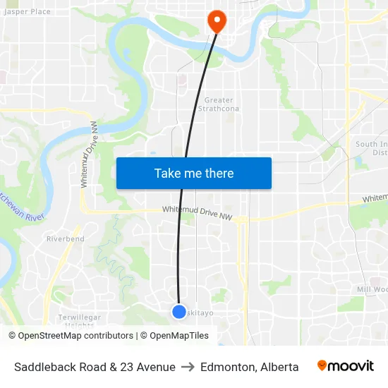 Saddleback Road & 23 Avenue to Edmonton, Alberta map