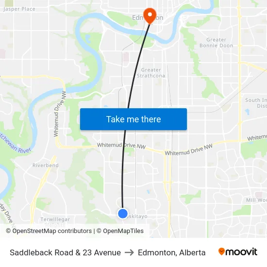 Saddleback Road & 23 Avenue to Edmonton, Alberta map