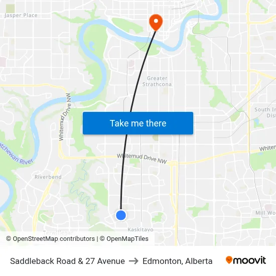 Saddleback Road & 27 Avenue to Edmonton, Alberta map