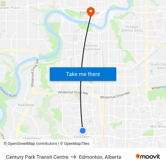 Century Park Transit Centre to Edmonton, Alberta map