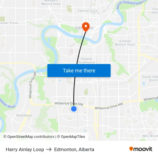 Harry Ainlay Loop to Edmonton, Alberta map