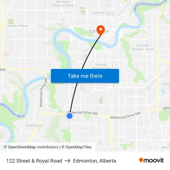 122 Street & Royal Road to Edmonton, Alberta map