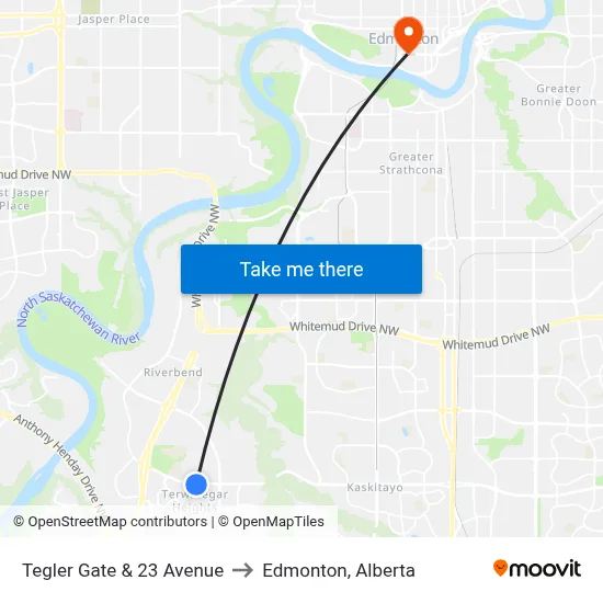 Tegler Gate & 23 Avenue to Edmonton, Alberta map