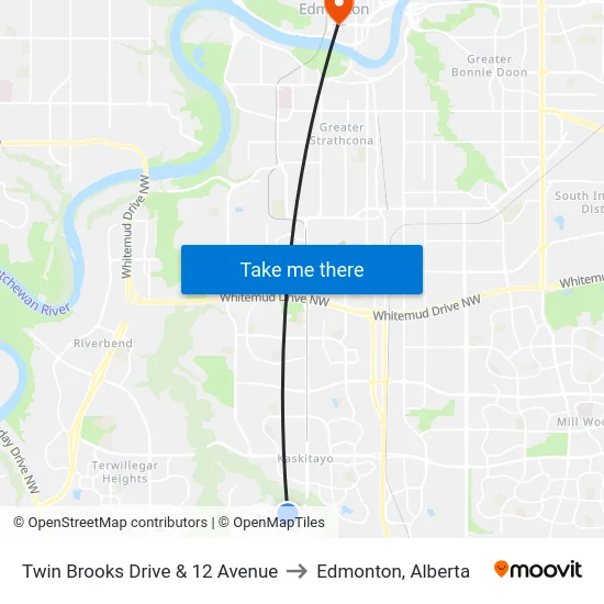 Twin Brooks Drive & 12 Avenue to Edmonton, Alberta map