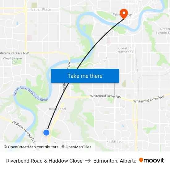 Riverbend Road & Haddow Close to Edmonton, Alberta map