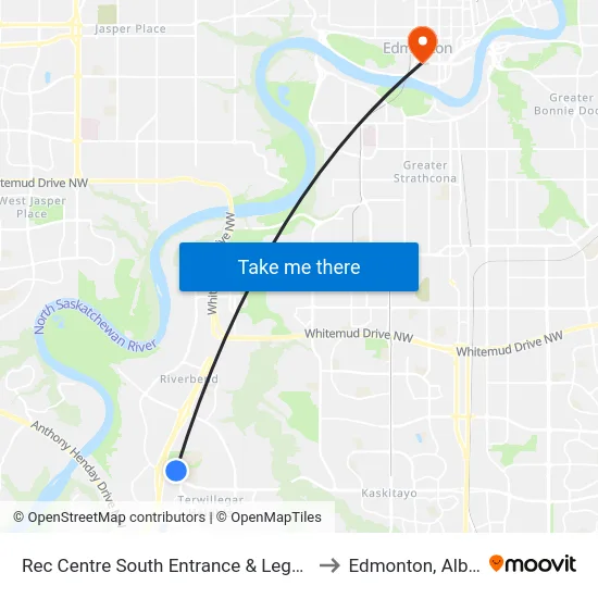 Rec Centre South Entrance & Leger Road to Edmonton, Alberta map