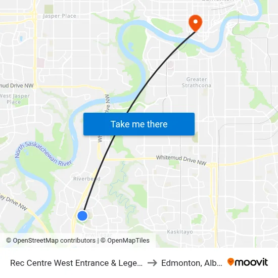 Rec Centre West Entrance & Leger Road to Edmonton, Alberta map