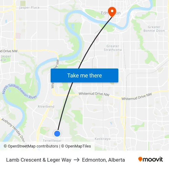 Lamb Crescent & Leger Way to Edmonton, Alberta map