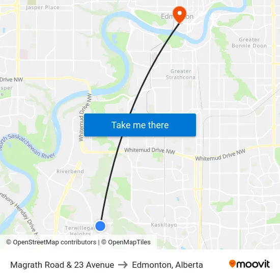 Magrath Road & 23 Avenue to Edmonton, Alberta map