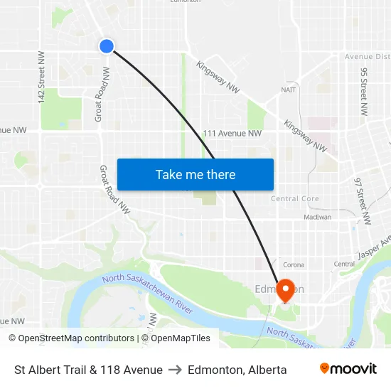 St Albert Trail & 118 Avenue to Edmonton, Alberta map