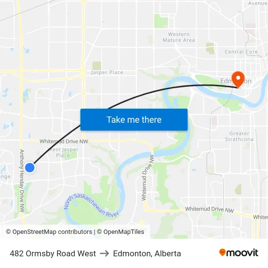 482 Ormsby Road West to Edmonton, Alberta map