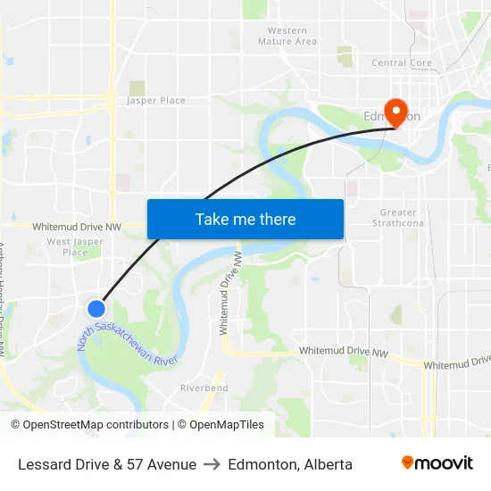 Lessard Drive & 57 Avenue to Edmonton, Alberta map
