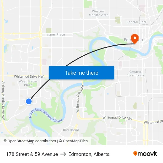 178 Street & 59 Avenue to Edmonton, Alberta map