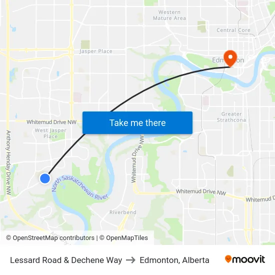 Lessard Road & Dechene Way to Edmonton, Alberta map