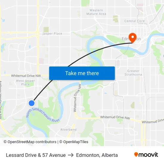 Lessard Drive & 57 Avenue to Edmonton, Alberta map