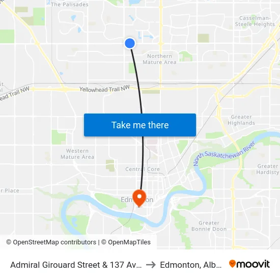 Admiral Girouard Street & 137 Avenue to Edmonton, Alberta map