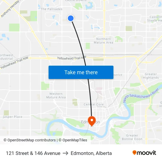 121 Street & 146 Avenue to Edmonton, Alberta map