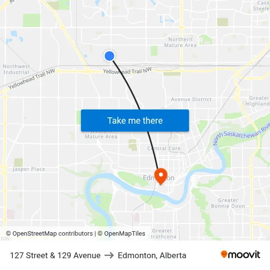 127 Street & 129 Avenue to Edmonton, Alberta map
