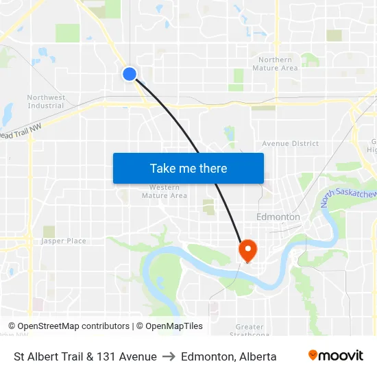 St Albert Trail & 131 Avenue to Edmonton, Alberta map