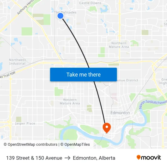 139 Street & 150 Avenue to Edmonton, Alberta map