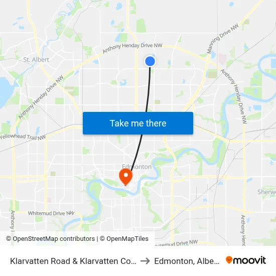 Klarvatten Road & Klarvatten Court to Edmonton, Alberta map
