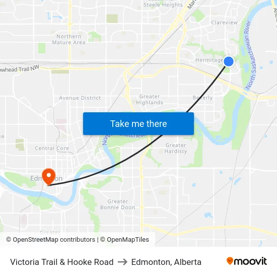 Victoria Trail & Hooke Road to Edmonton, Alberta map