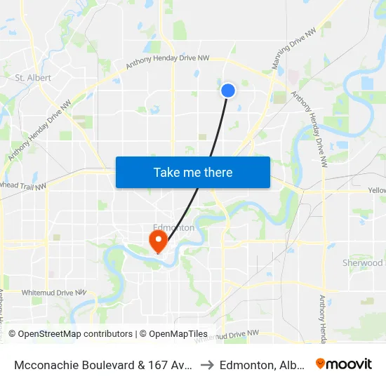 Mcconachie Boulevard & 167 Avenue to Edmonton, Alberta map